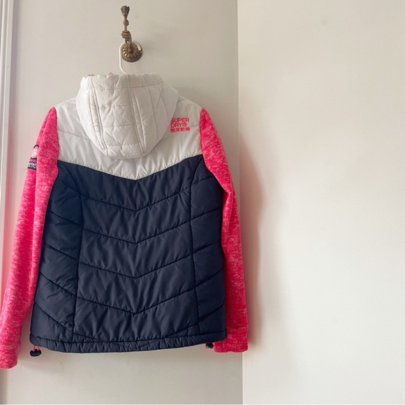 Superdry Team Fuji Hybrid Colour Block Zip Hoodie In Pink | Size 8 - Picture 5 of 14